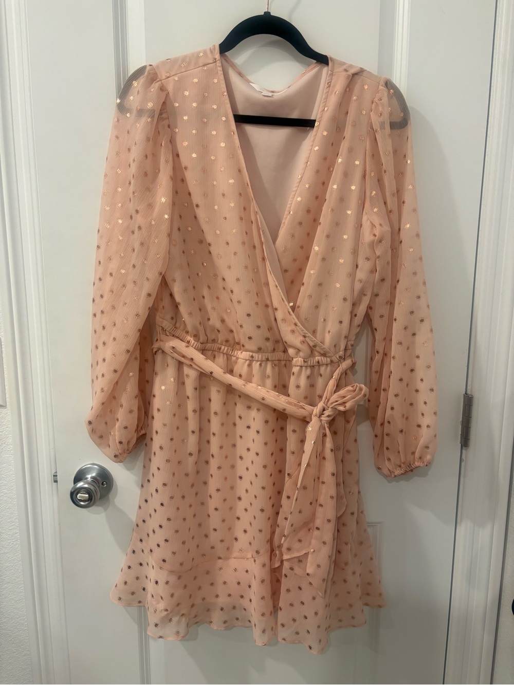 LC Lauren Conrad Peach Dot Wrap Midi Dress